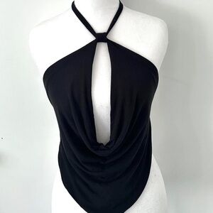 Plunging Cowl Neckline Halter Top